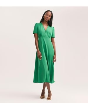 Finery London Nieve Crepe Midi Tea Dress - Green
