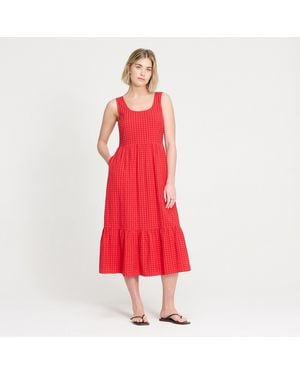 Finery London Cara Gingham Seersucker Tiered Midi Dress