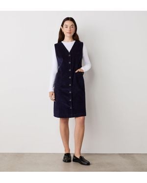 Finery London Reneka Corduroy Knee Length Dress - Blue