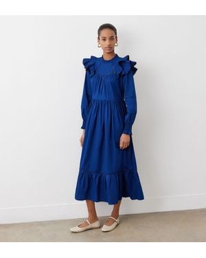 Finery London Adela Cotton Midi Dress - Blue