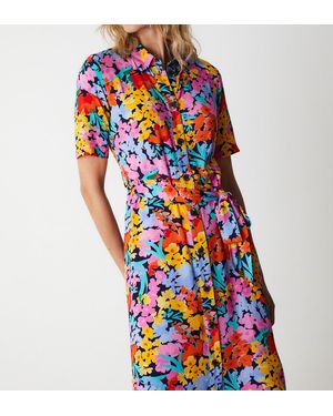 Finery London Bailey Floral Meadow Midi Shirt Dress - Blue