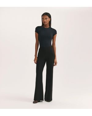 Finery London Reyna Ponte Jersey Wide Leg Trousers - Black