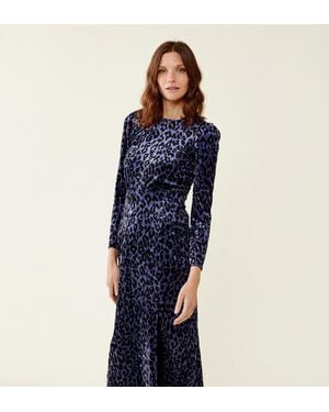 Finery London Abel Velvet Dress - Blue