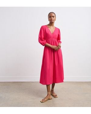 Finery London Serena Linen Blend Midi Dress - Pink