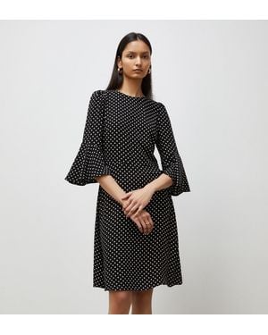 Finery London Quinn Polka Dot Knee Length Dress - Black