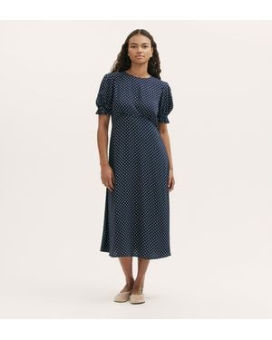 Finery London Mela Polka Dot Crepe Midi Dress - Blue