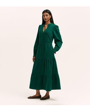 Finery London Gianna Corduroy Midi Dress - Green