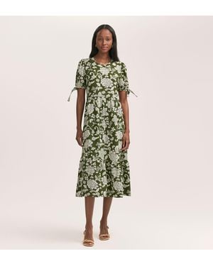 Finery London Demi Crepe Tiered Midi Dress - Green