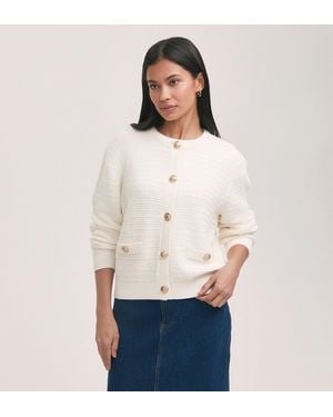 Finery UK Saskia Button Up Cotton Cardigan - White