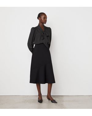 Finery London Grace Ponte Jersey Midi Skirt - Black