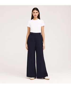 Finery London Addie Gaberdine Twill Wide Leg Trousers - Blue