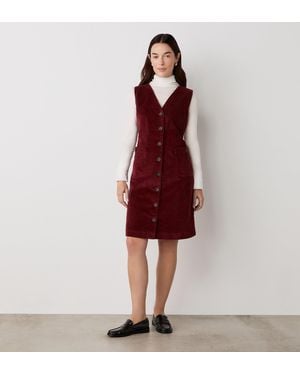 Finery London Reneka Corduroy Knee Length Dress - Red