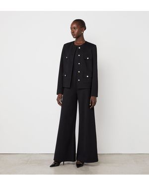 Finery London Matilda Ponte Jersey Wide Leg Trousers - Black