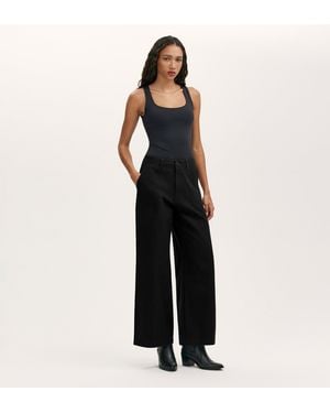 Finery London Canvas Wide Leg Trousers - Black