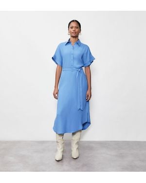 Finery London Aldon Crepe Midi Shirt Dress - Blue