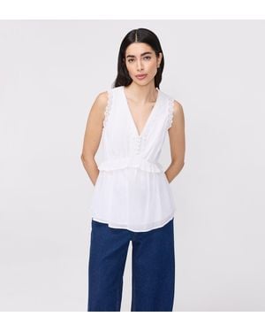 Finery London Cyma Lace Cotton Sleeveless Top - White