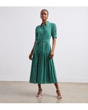 Finery London Michelle Polka Dot Midi Shirt Dress - Green