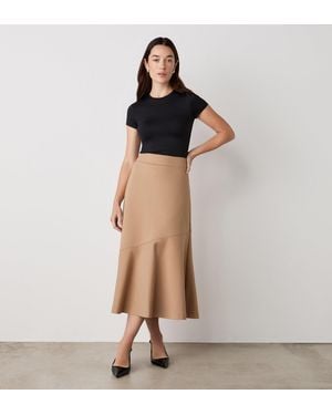 Finery London Grace Ponte Jersey Midi Skirt - Natural