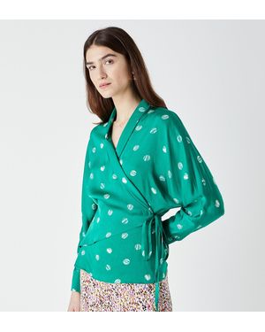 Finery London Landyn Print Wrap Top - Blue