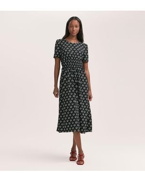 Finery London Irini Polka Dot Crepe Midi Dress - Black