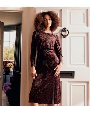 Finery London Abel Velvet Dress - Brown