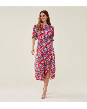 Finery London Jaylen Pansy Midi Dress - Red