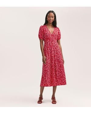 Finery London Robyn Crepe Midi Tea Dress - Red