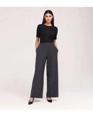 Finery London Nat Gaberdine Twill Wide Leg Trousers - Blue