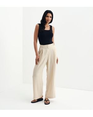 Finery London Mara High Waisted Wide Leg Trousers - Natural