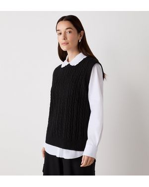 Finery London Primrose Crew Neck Knitted Vest - Black