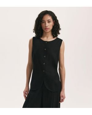 Finery UK Vanetia Linen Blend Waistcoat - Black