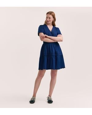 Finery London Reece Ric Rac Trim Cotton Short Dress - Blue