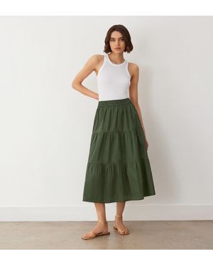 Finery London Harleen Tiered Cotton Midi Skirt - Green
