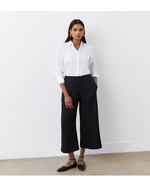 Finery London Simone Cropped Wide Leg Trousers - White