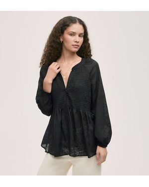 Finery London Martha Burnout Blouse - Black