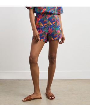 Finery London Ivy Linen Blend Shorts - Blue