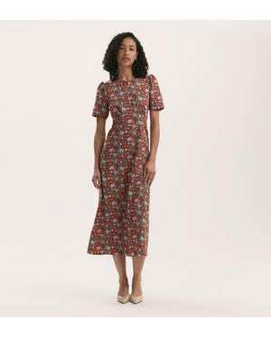 Finery London Marie Crepe Midi Tea Dress - Brown