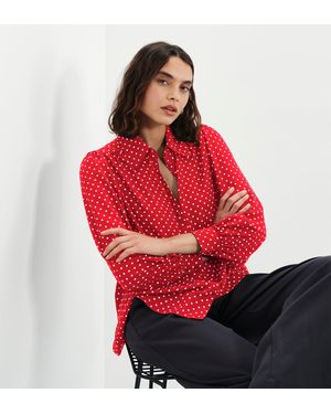 Finery London Melina Button Through Lightweight Yoke Blouse - Red