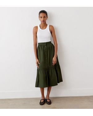Finery London Maura Cotton Midi Skirt - Green