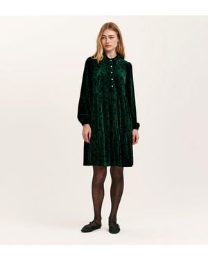 Finery London Rosanna Velvet Short Dress - Green