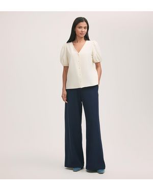 Finery London Nat Crepe Wide Leg Trousers - Blue