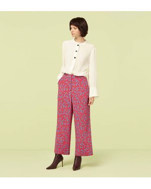 Finery UK Rosalie Shadow Floral Print Cropped Trousers - Yellow