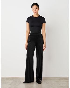 Finery London Reyna Velvet Wide Leg Trousers - Black