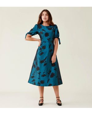 Finery London Mika Taffeta Floral Dress - Blue
