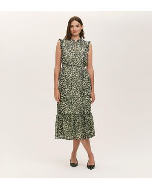 Finery London Rosalind Chiffon Sleeveless Midi Dress - Green