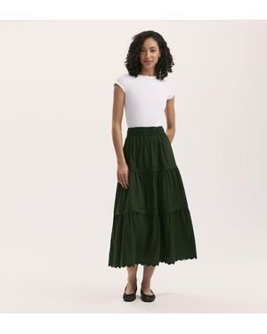 Finery London Paula Cotton Ric Rac Trim Midi Skirt - Green