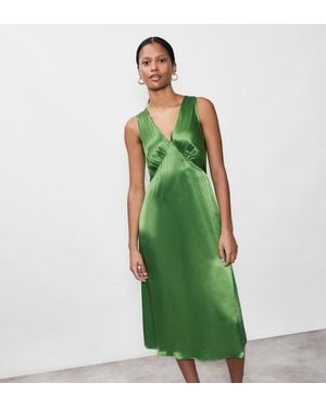 Finery London Darcy Satin Midi Dress - Green