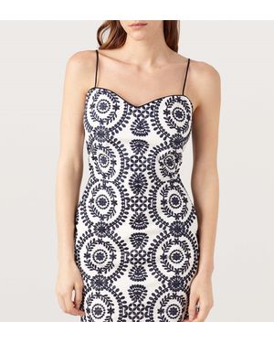 Finery London York And Ivory Embroidered Cotton Dress - Blue