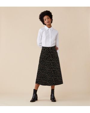 Finery London Emmalyn Printed Cotton Velveteen Skirt - Natural
