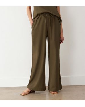 Finery London Drew Wide Leg Linen Mix Trousers - Green